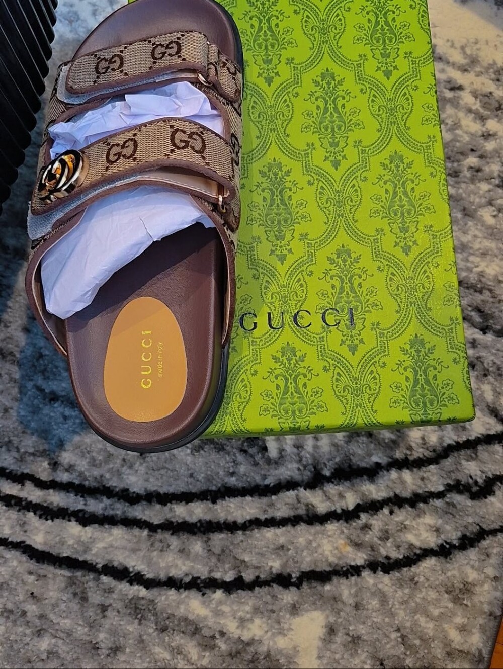 Designer Style Monogram Canvas Sandals (Size 43 / US 10)unisexes .